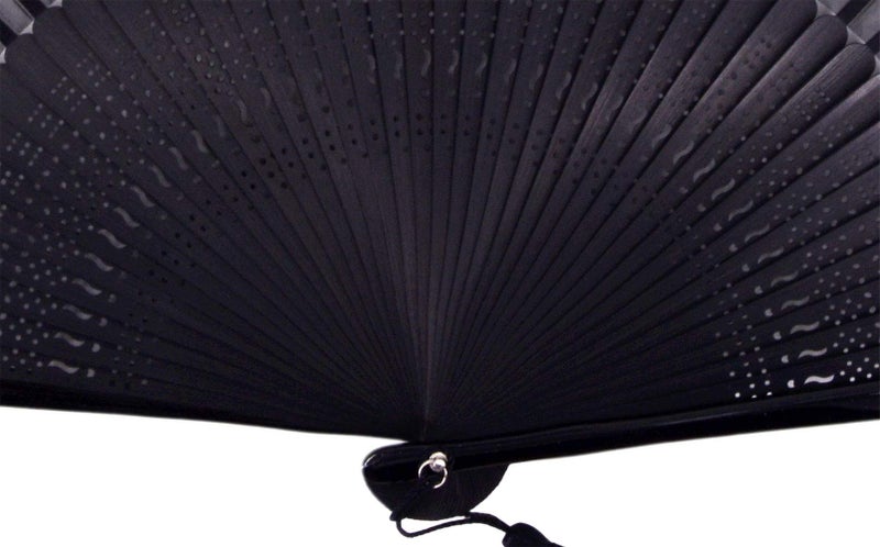 Amajiji 8.27"(21cm) Hand Held Bamboo Silk Folding Fan Hand Fan,Chinese/Japanese Charming Elegant Vintage Retro Style,Women Ladys Girls Best Gifts (Black-2) - Image 5